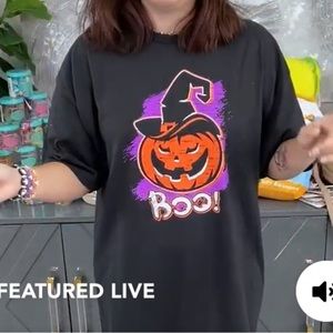 ⭐️ NEW - Boo Jack O"Lantern Halloween Black T-Shirt - Womans Size Small